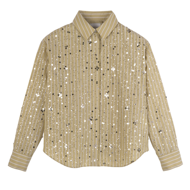Shirt Pistachio - Sequin poplin 1