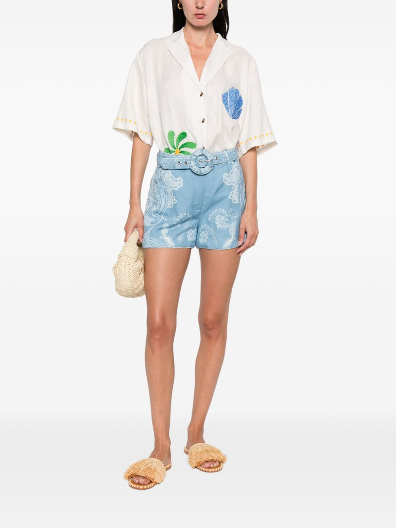 HEMANT & NANDITA Fiza paisley-print belted shorts outlook