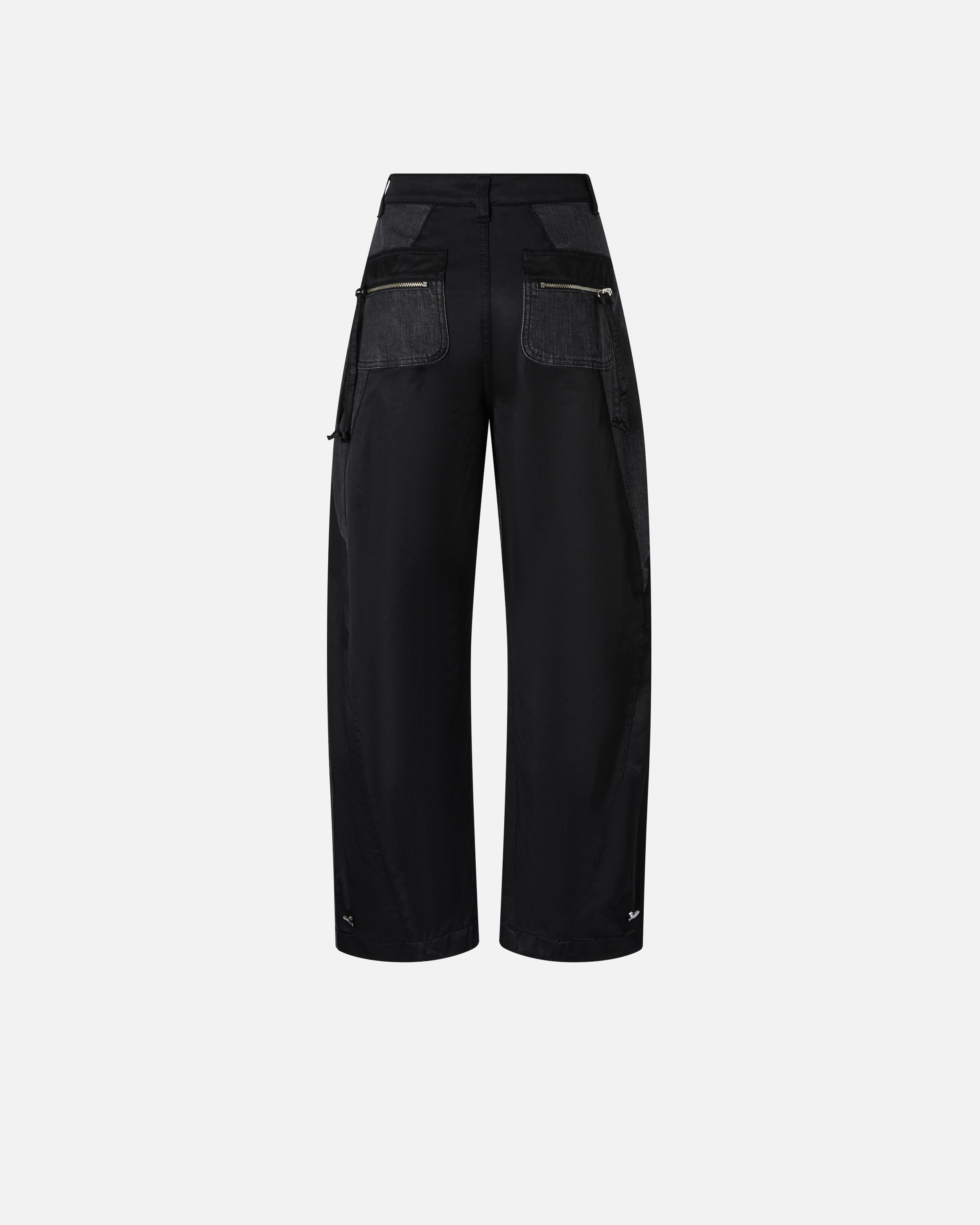 P-PANTS IN BLACK DENIM AND SATIN WITH ZIP - 6