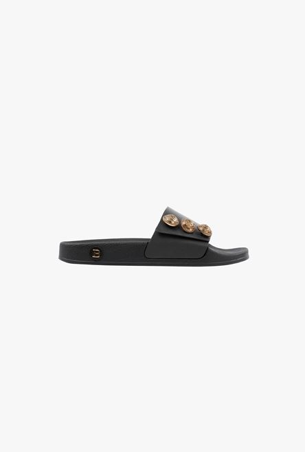 Black calfskin Symi flat sandals - 1