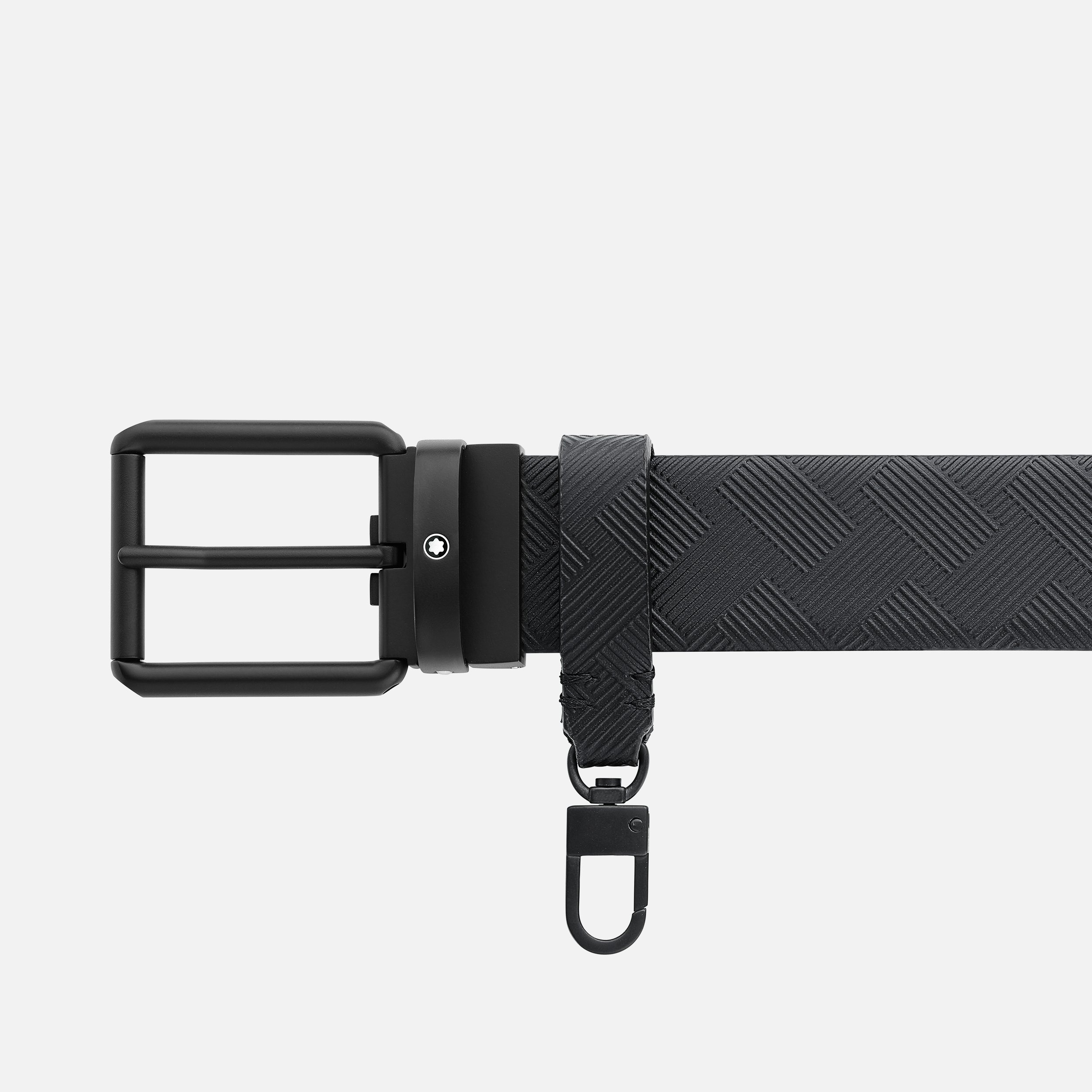 Printed black/plain black 35 mm reversible leather belt - 4