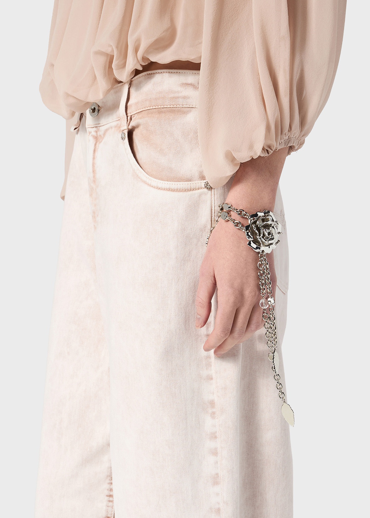 METAL BRACELET WITH PENDANT AND ROSE - 3