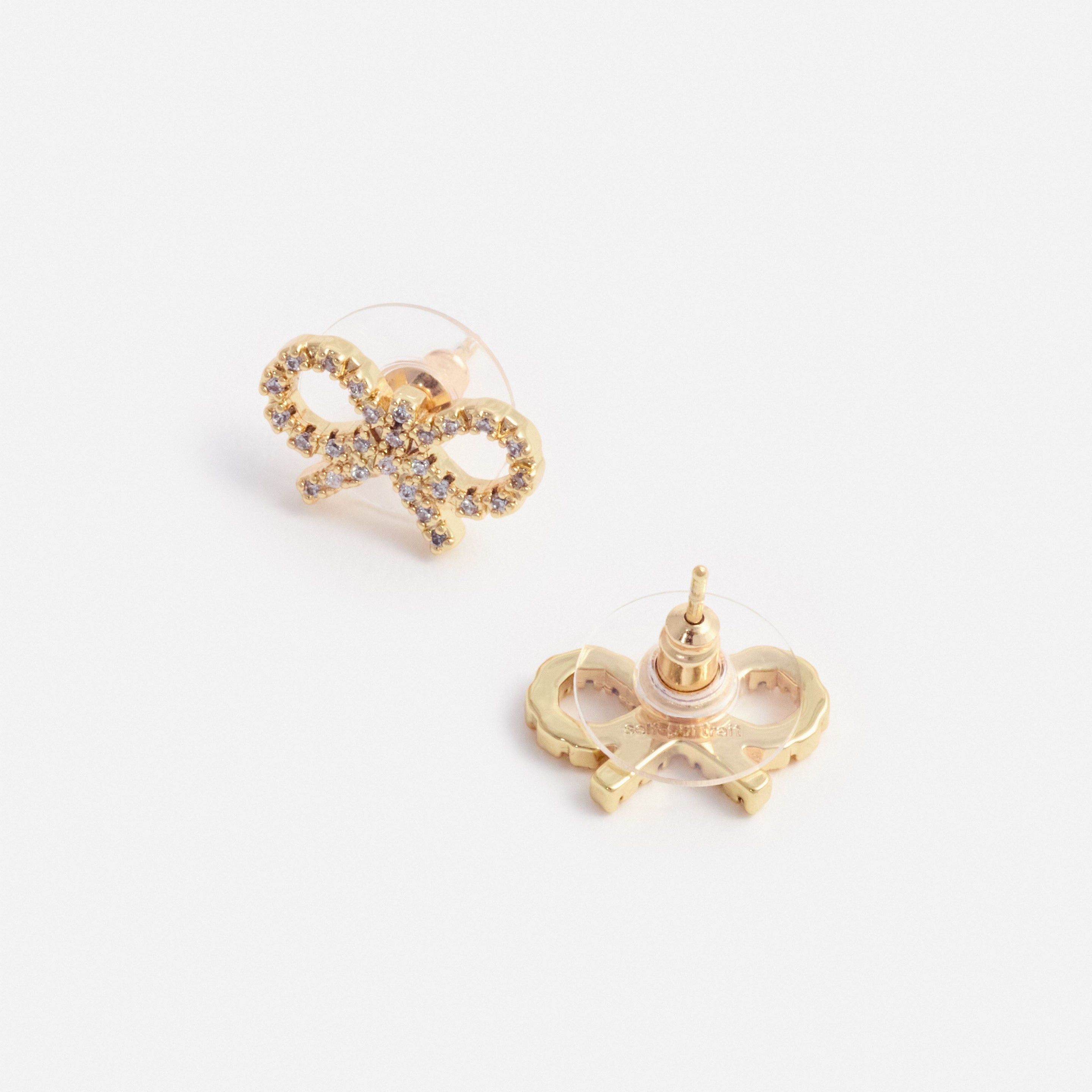 Micro Gold Bow Earrings - 2