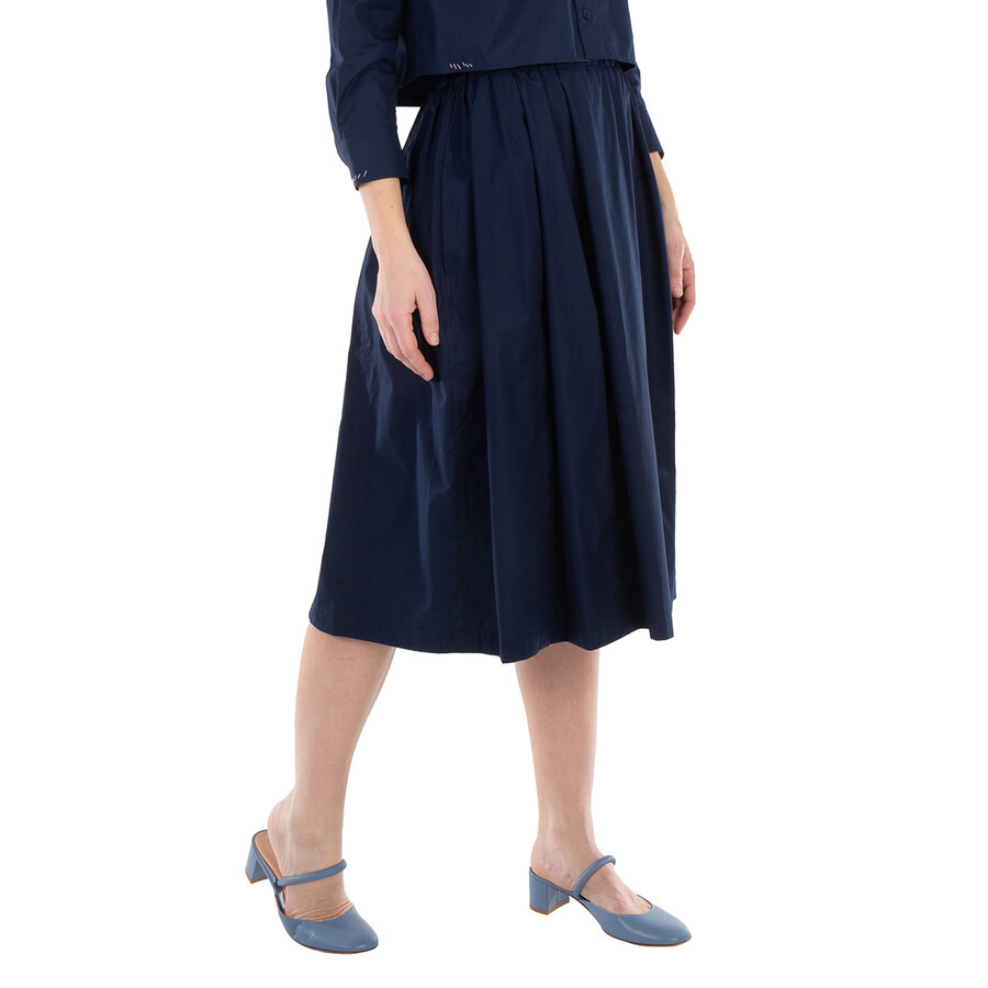 Marni Light Navy A-Line Cotton Midi Skirt - 2