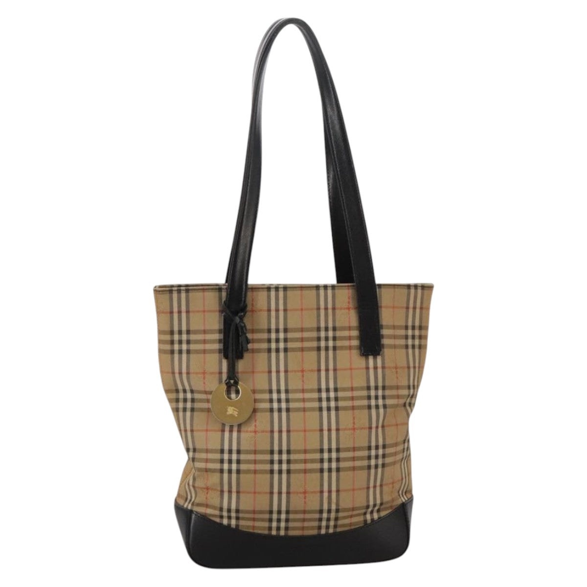 Burberry Nova Check Tote Bag Canvas Leather Beige Black Gold - 13