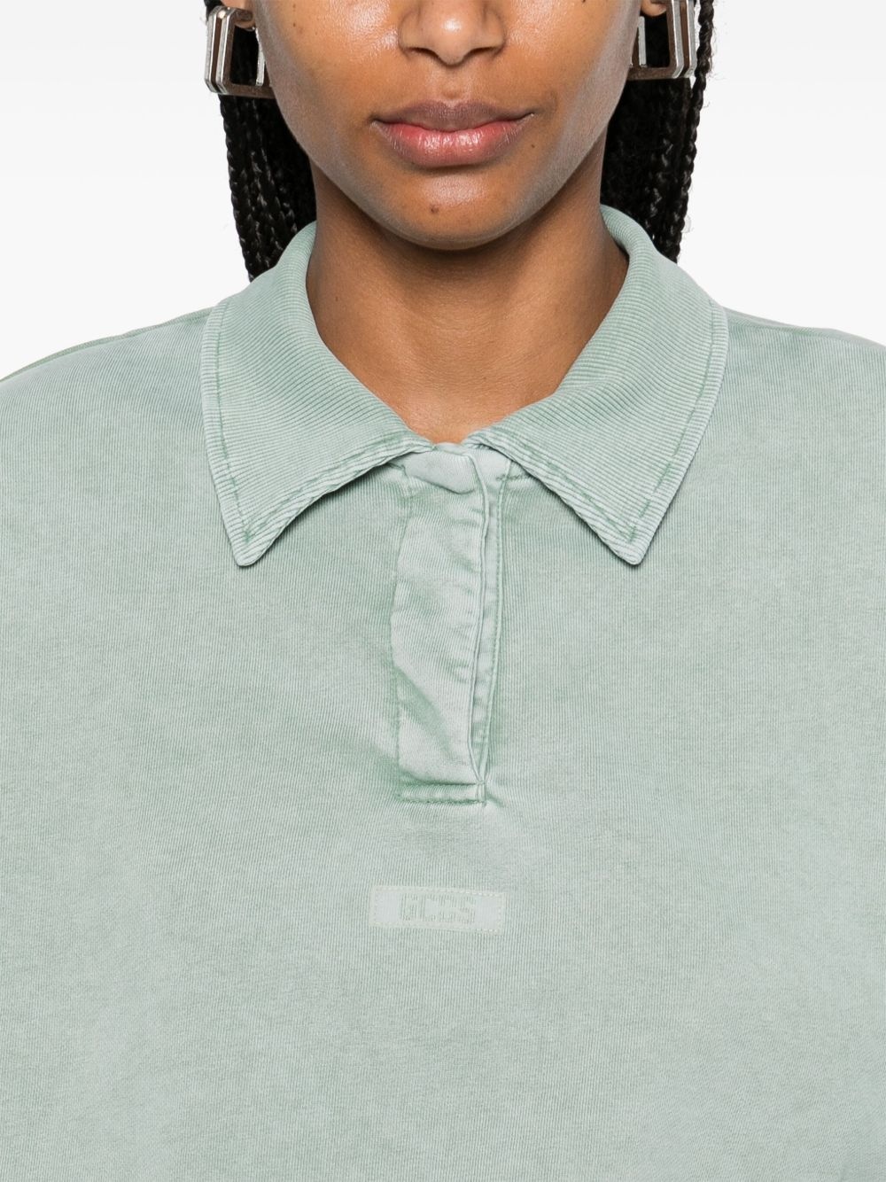 washed-effect cropped polo shirt - 5
