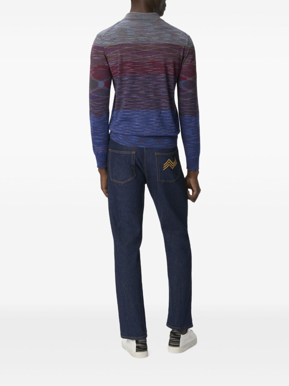 ombre-effect striped-pattern polo shirt - 3