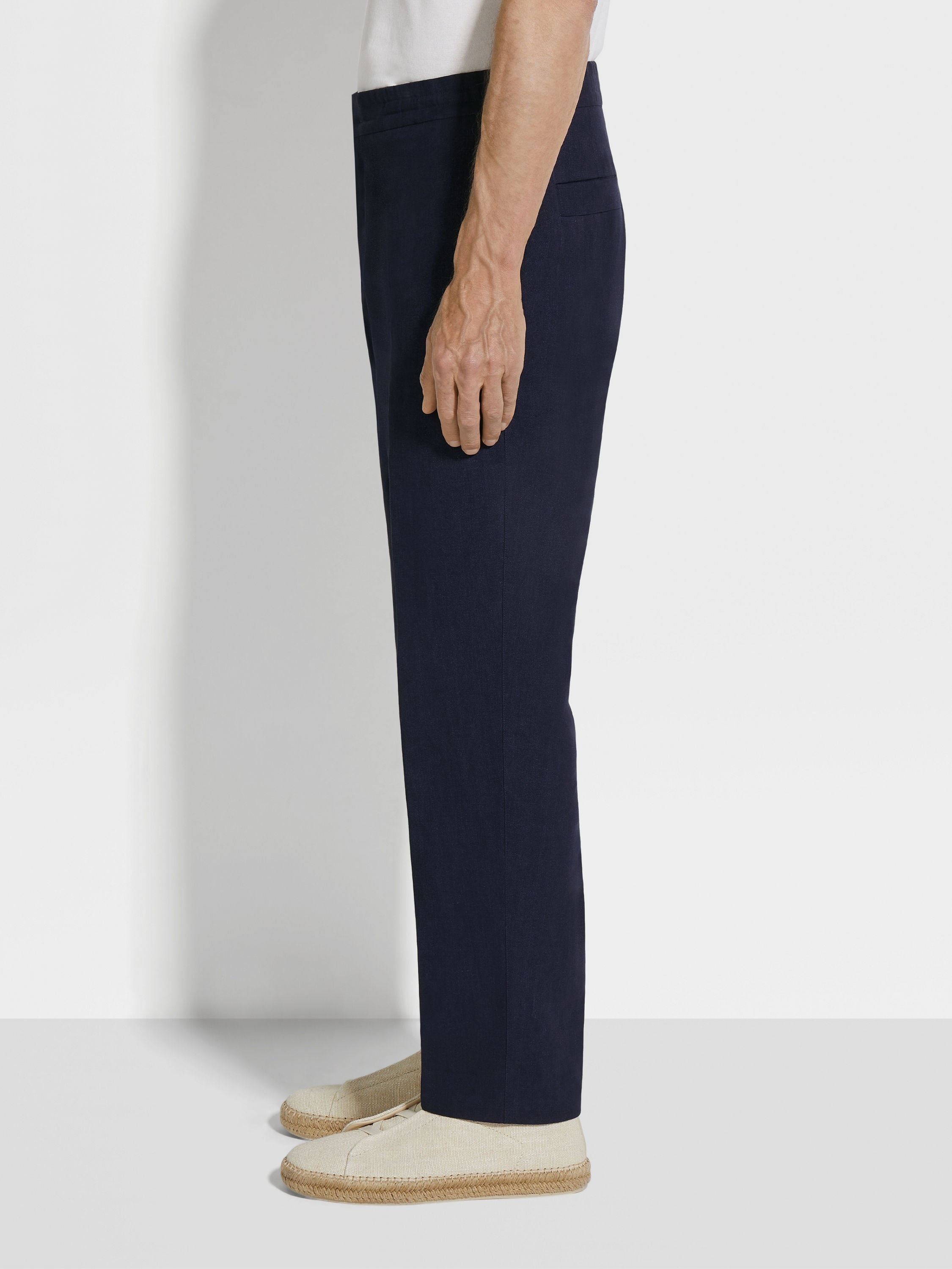 INK BLUE OASI LINO PANTS - 4