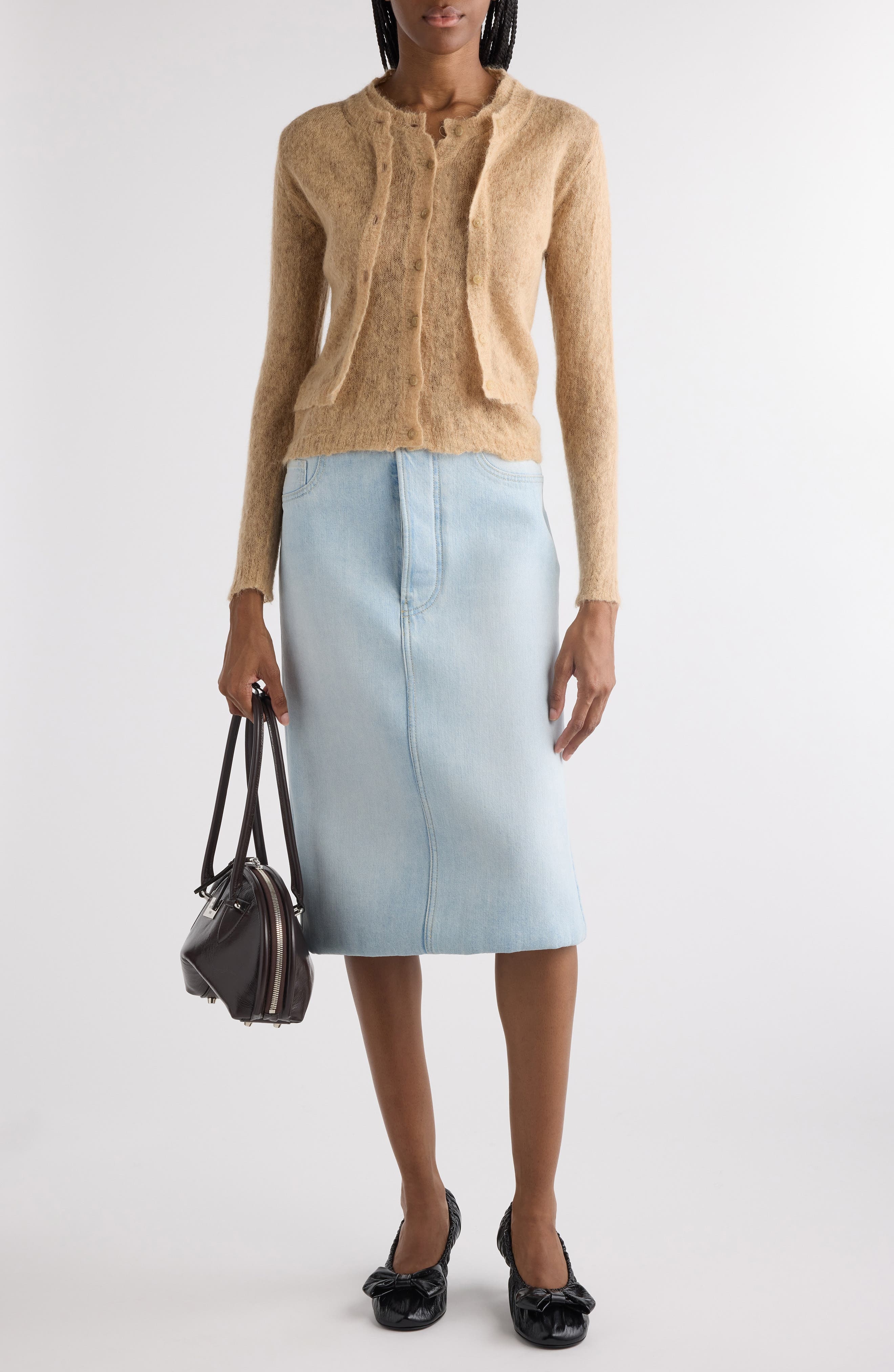 Acne Studios Kahoo Overwashed Mohair Blend Cardigan in Beige at Nordstrom - 2