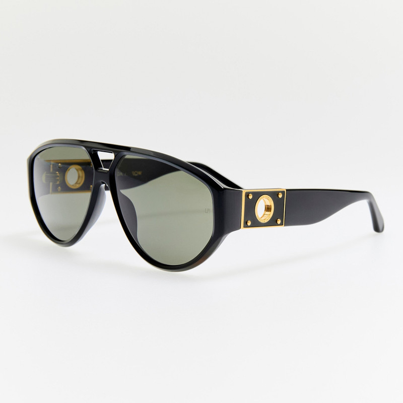 LINDA FARROW Portia Sunglasses in Black outlook