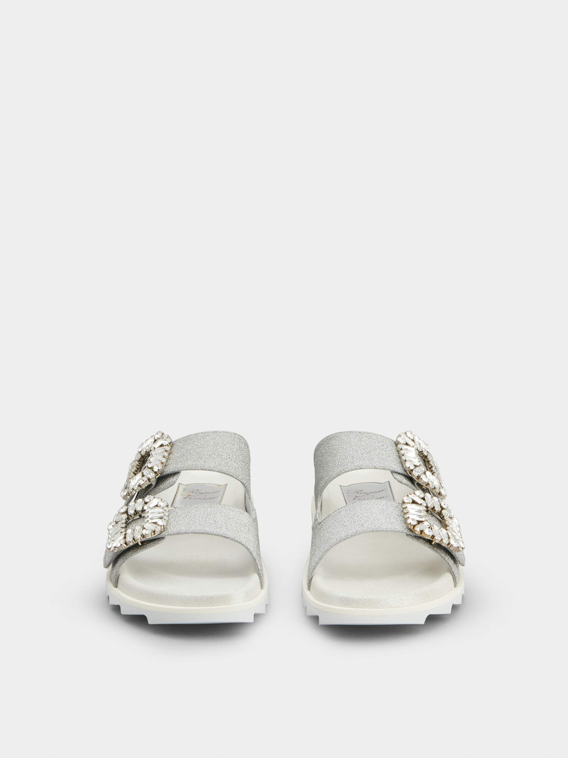 Slidy Viv' Strass Buckle Sandals in Fabric 7