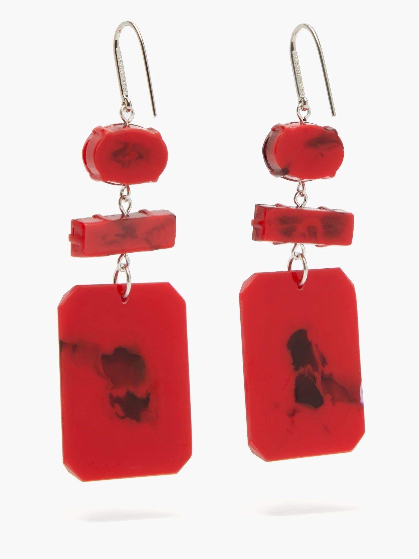 Carved-resin drop earrings - 4