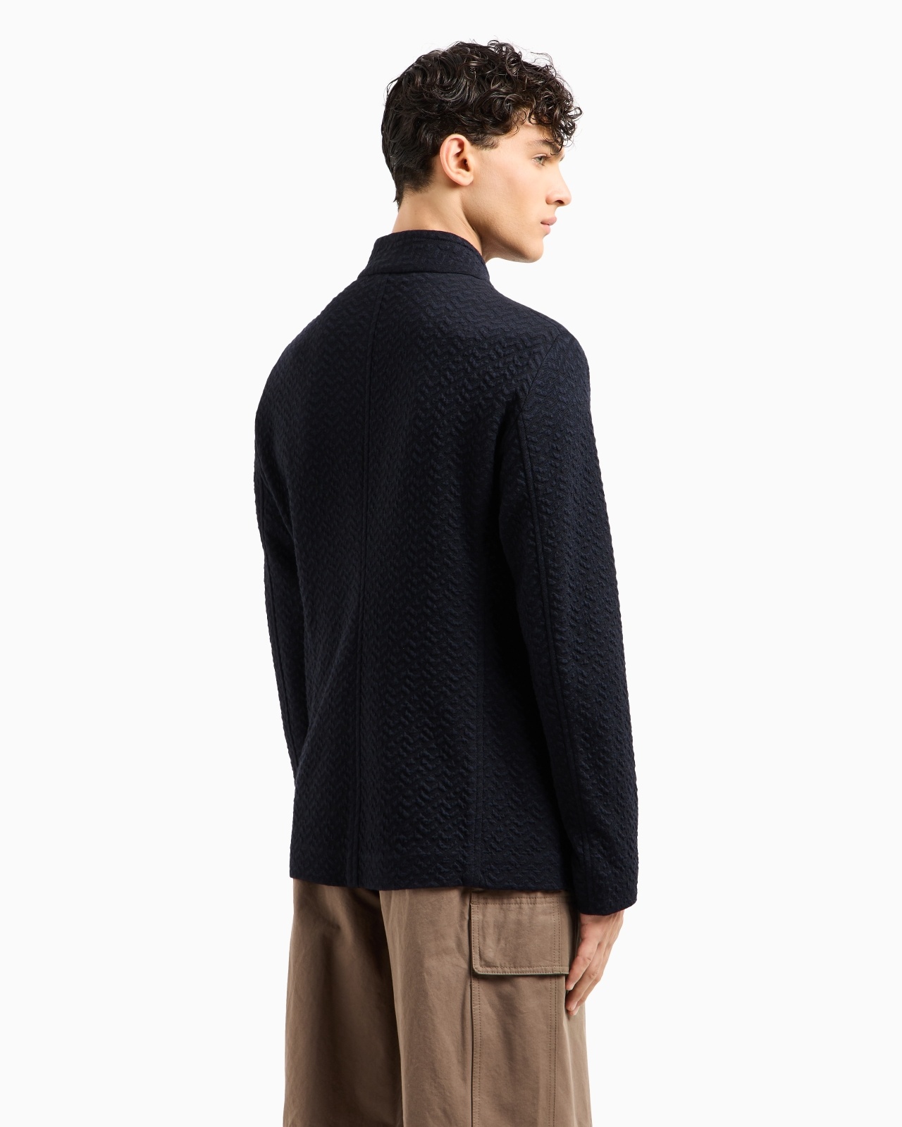 GURU COLLAR JACKET IN CHEVRON MOTIF JERSEY KNIT - 3