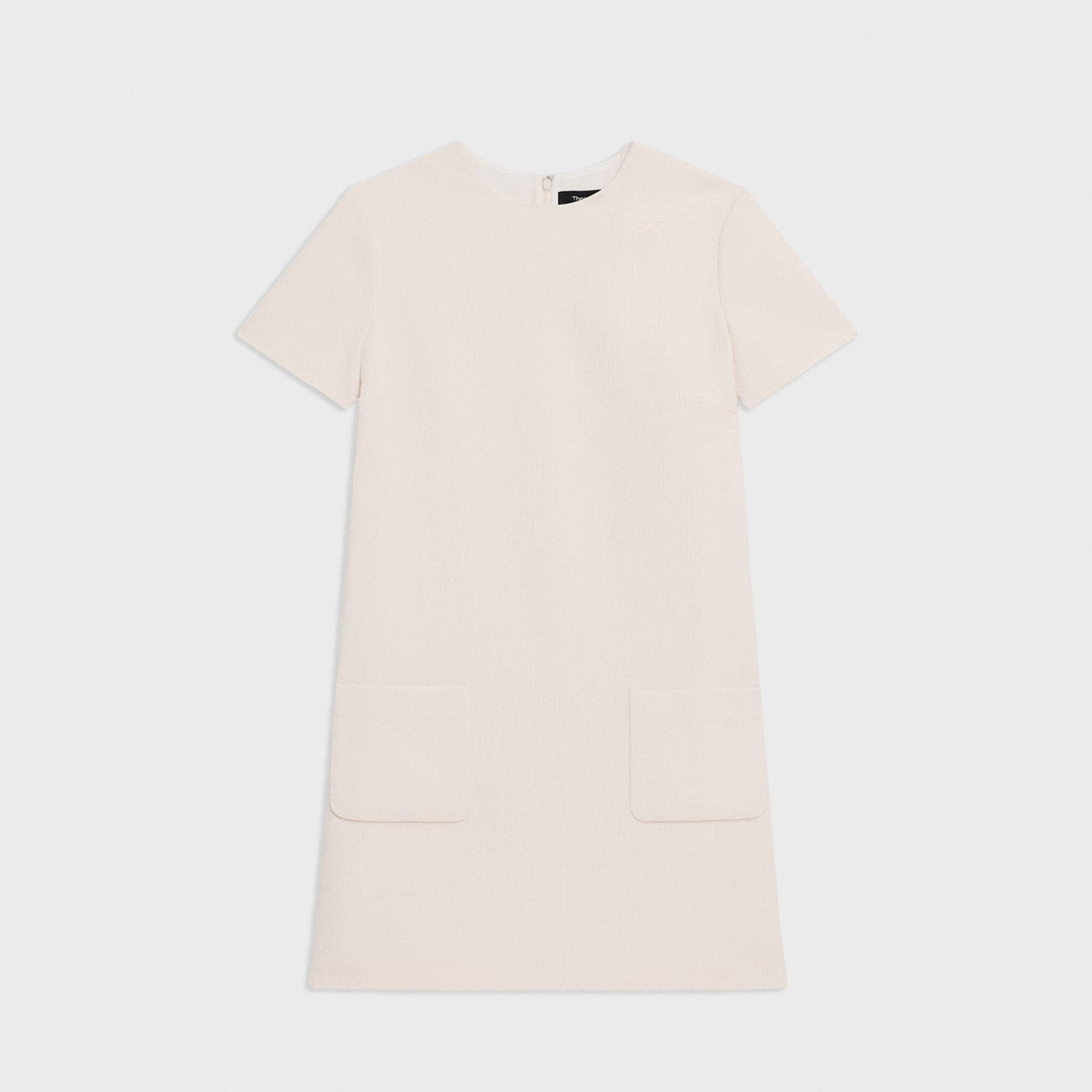 Short-Sleeve Mini Dress in Striped Admiral Crepe - 1