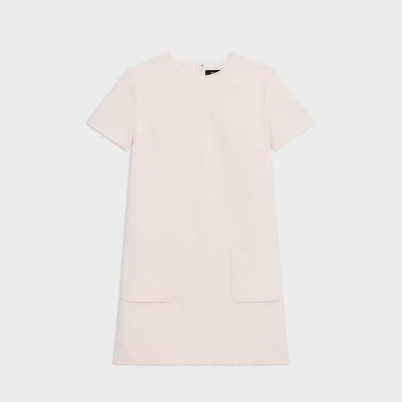 Short-Sleeve Mini Dress in Striped Admiral Crepe 1