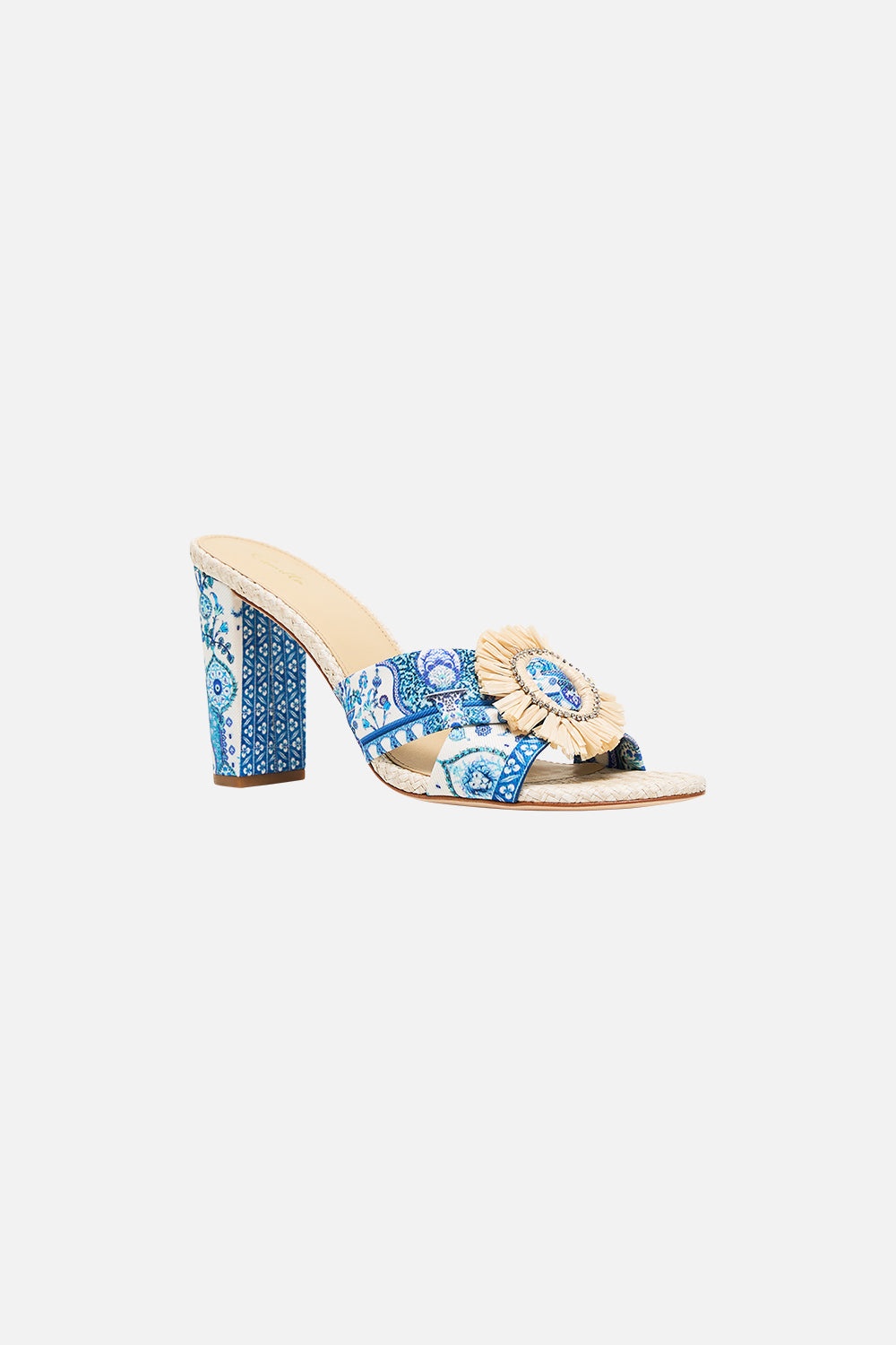 AZRA PRINTED RAFFIA MULE HEEL - 2