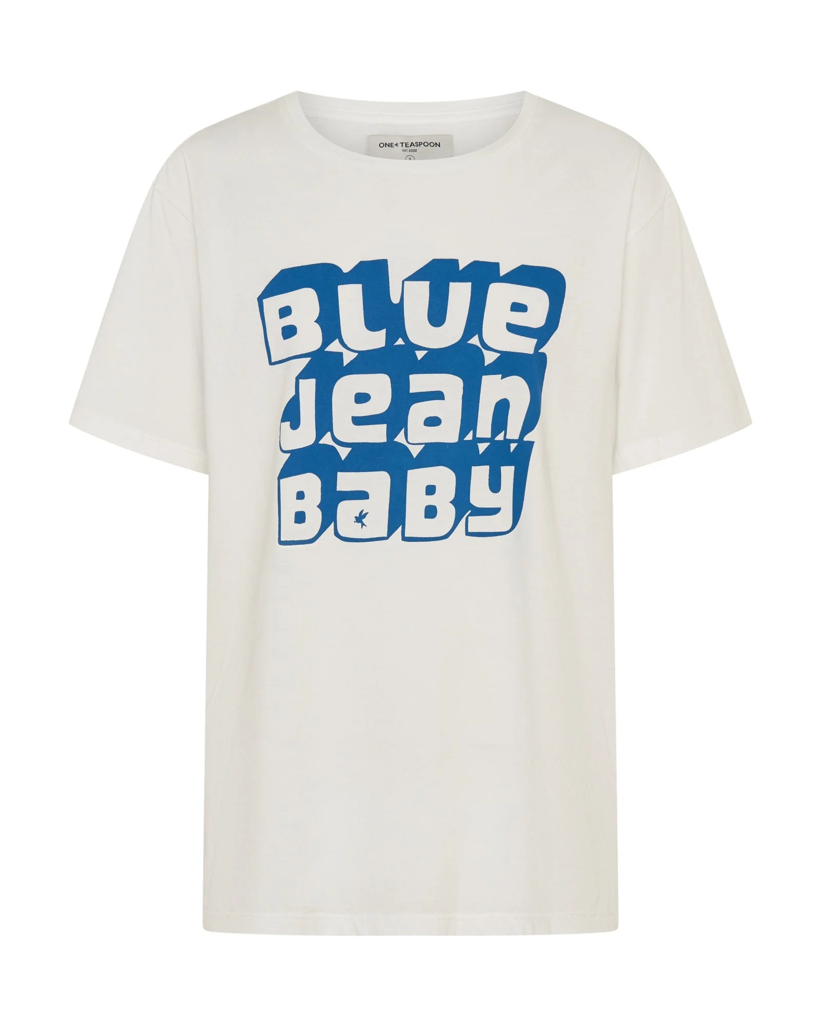 Blue Jean Baby Boyfriend Tee - White - 1