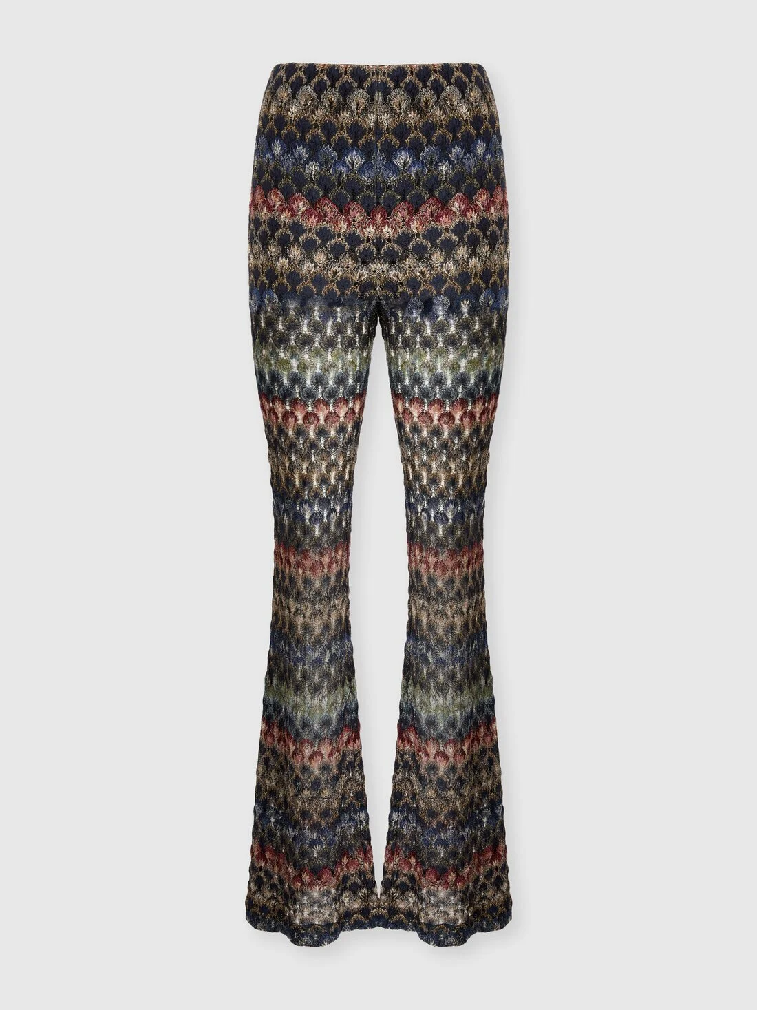 Flare viscose lamé trousers with lace motif - 1