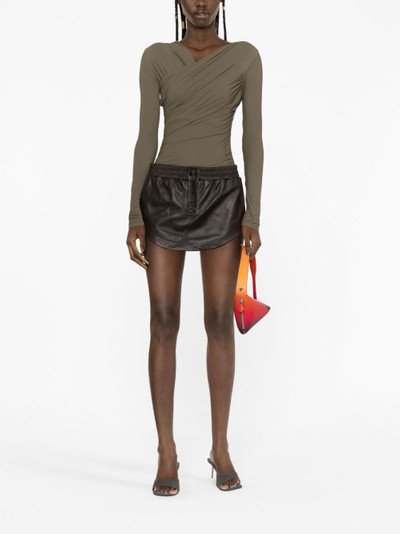 THE ATTICO curved-hem leather miniskirt outlook