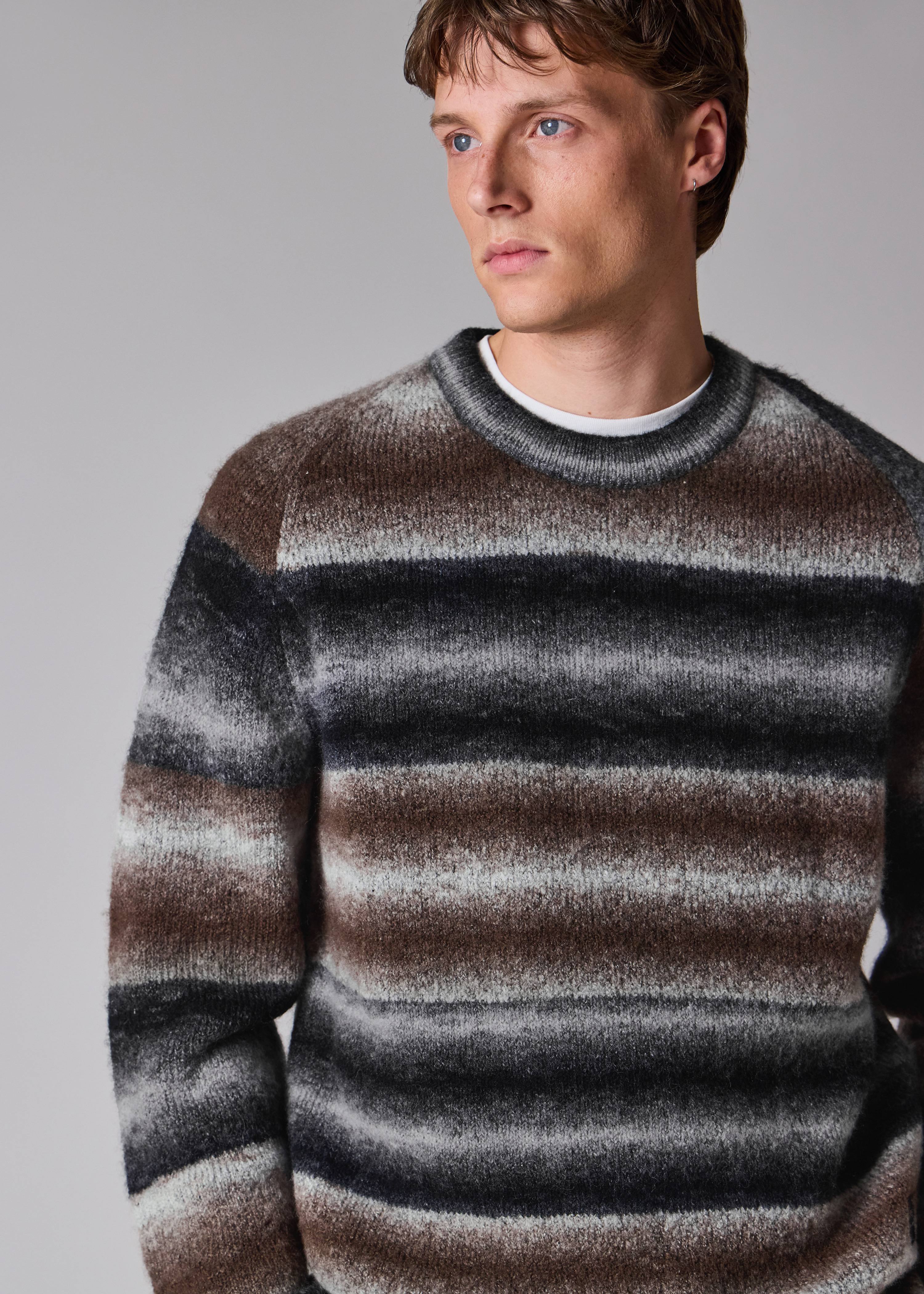 Brown and Black Faded Stripe Sweater - 4