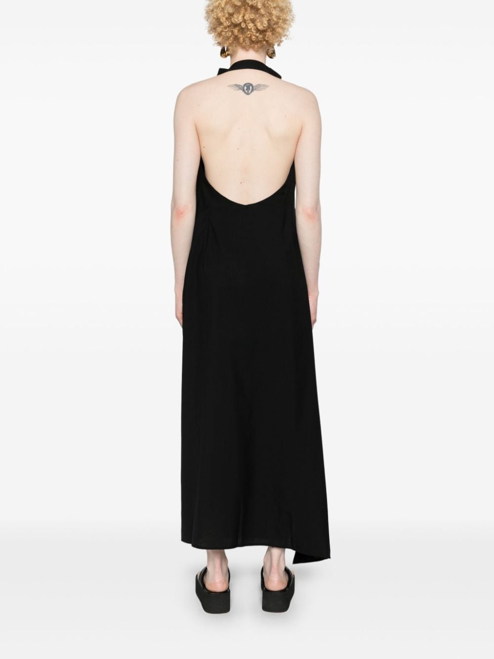 halterneck virgin wool maxi dress - 4