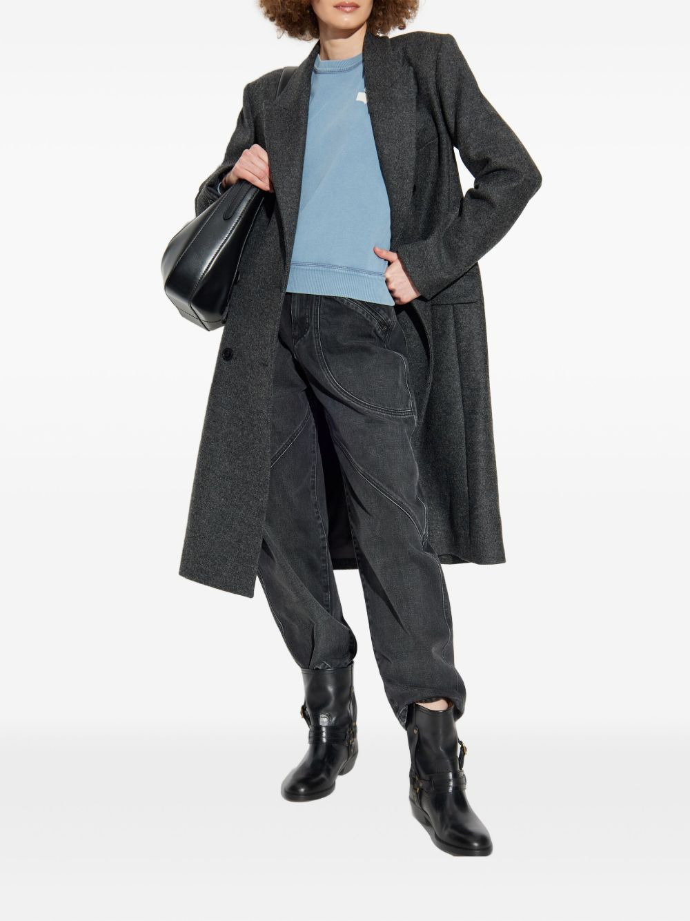 double-breasted wool coat - 2