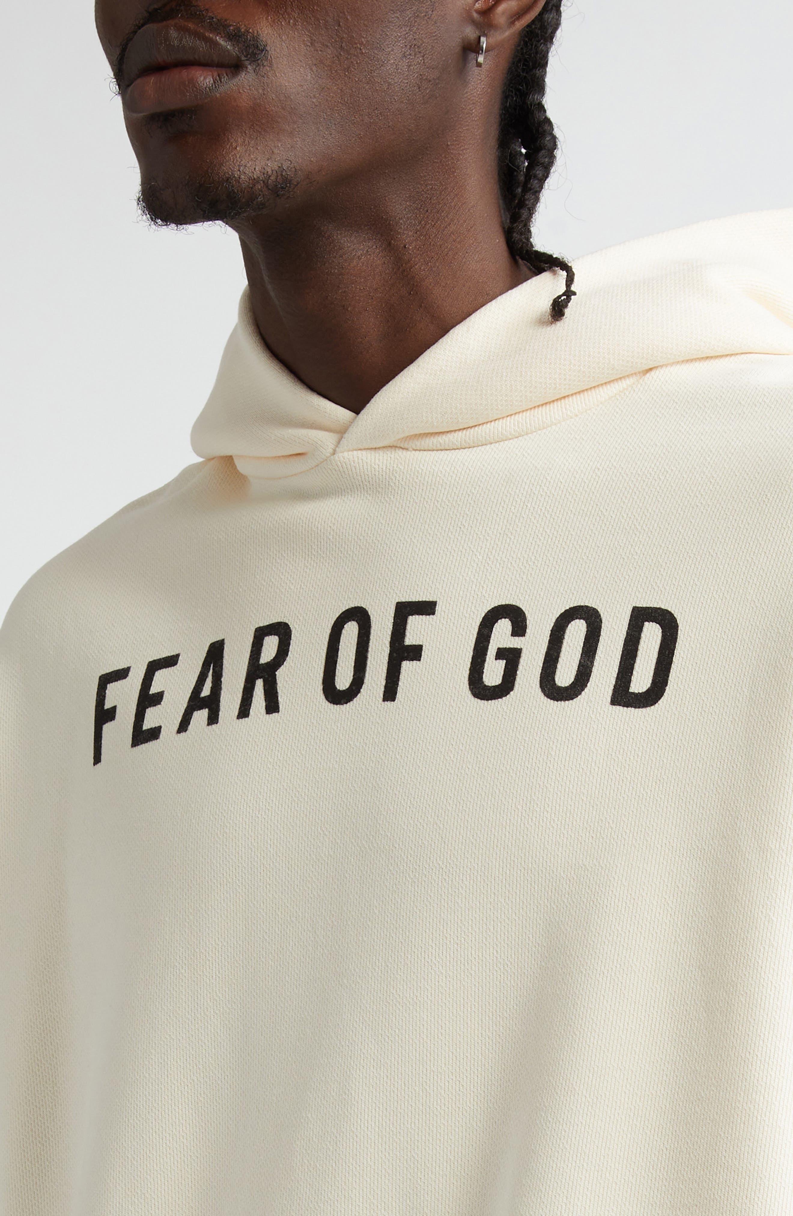 Fear of God Cotton French Terry Logo Hoodie in White at Nordstrom - 5