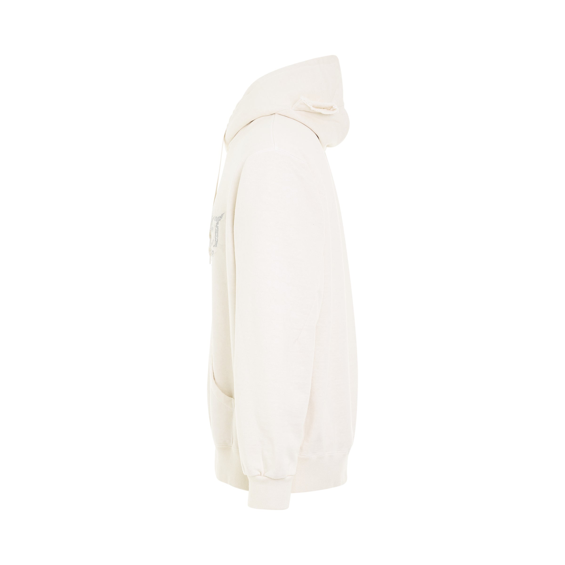 "DOUBLAND" Embroidery Hoodie in White - 3