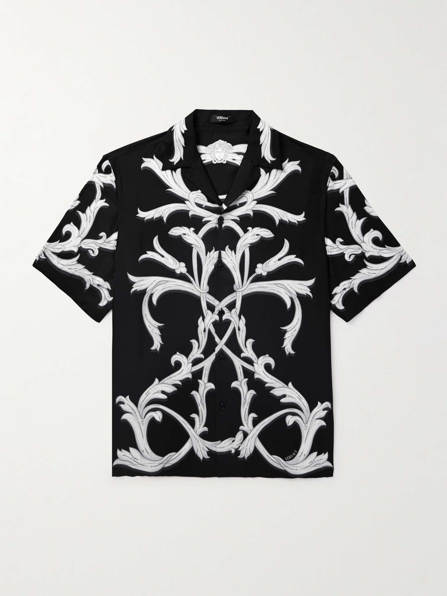 Camp-Collar Printed Silk-Twill Shirt - 1