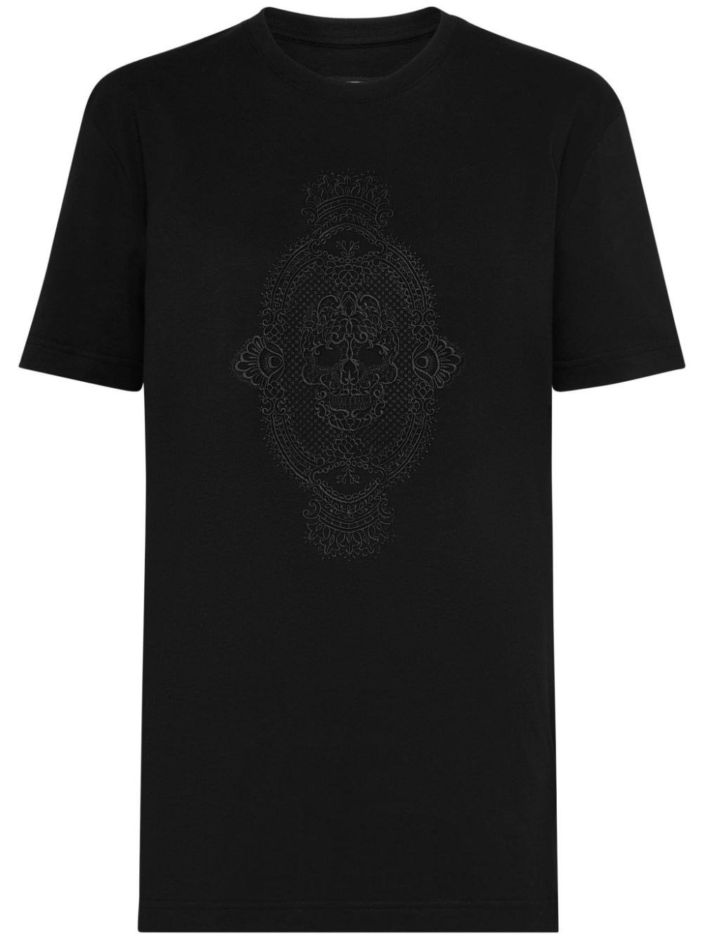 skull-embroidered cotton T-shirt - 1