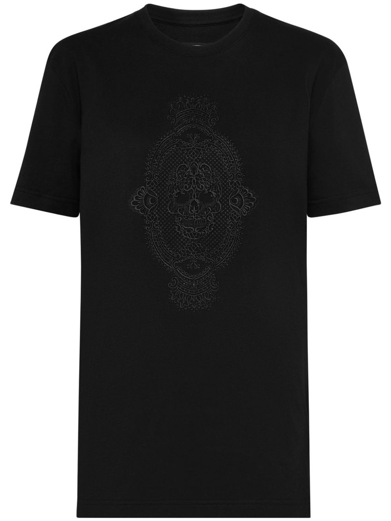 skull-embroidered 코튼 티셔츠 1