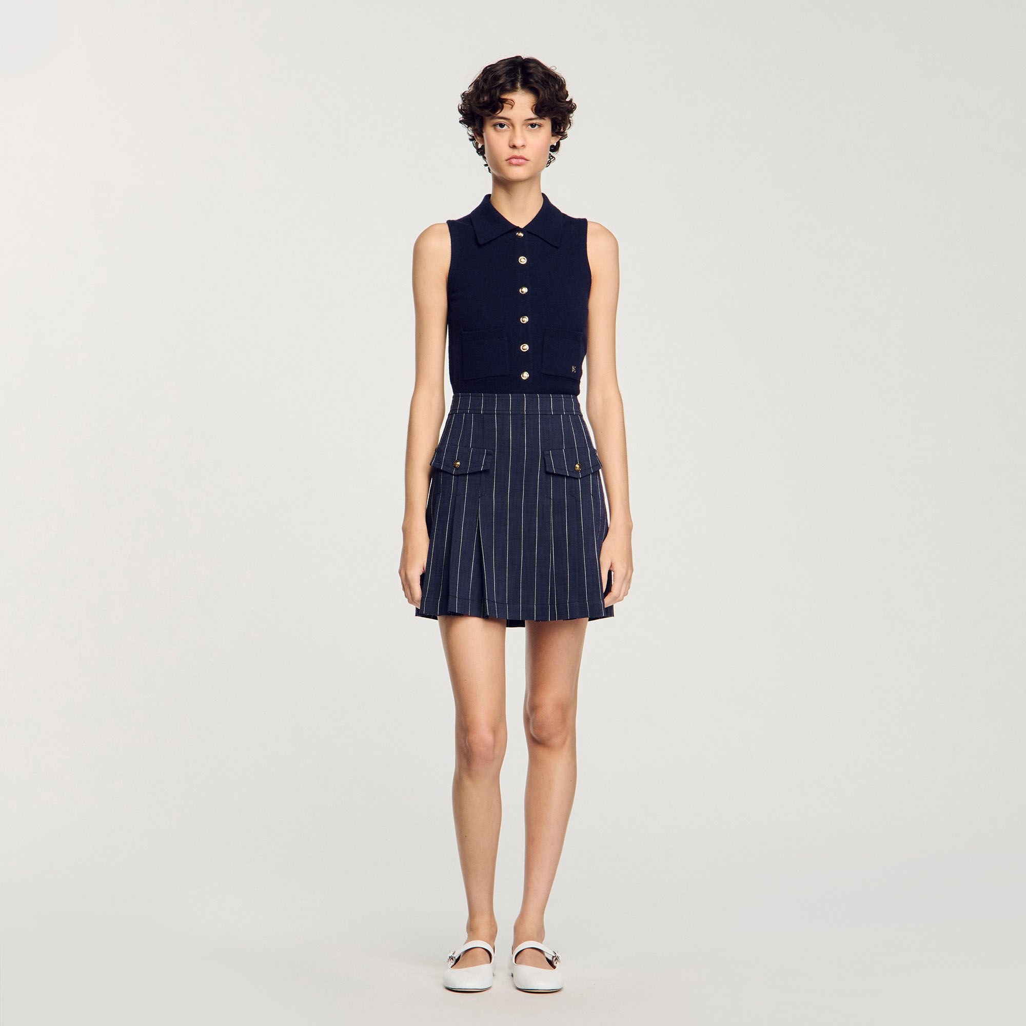 MINI STRIPED PLEATED SKIRT - 2