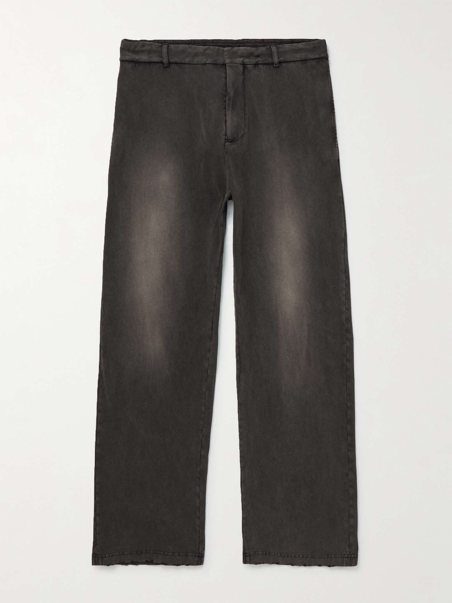 Distressed Washed Cotton-Jersey Trousers - 1