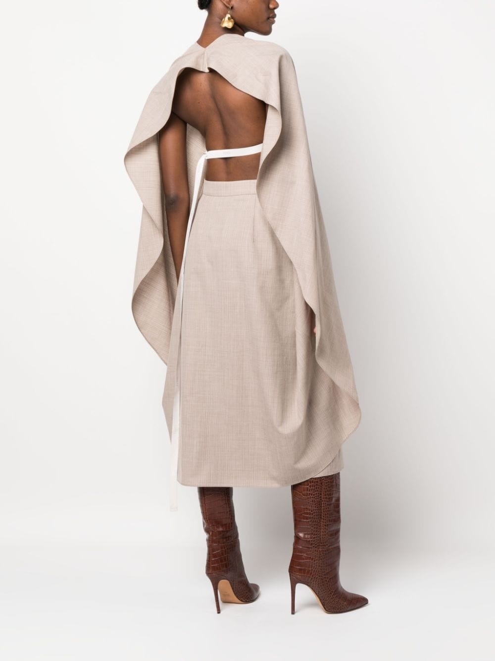 cut-out draped wool dress - 2