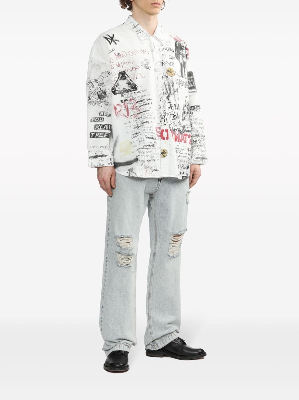sketch-print cotton shirt - 2