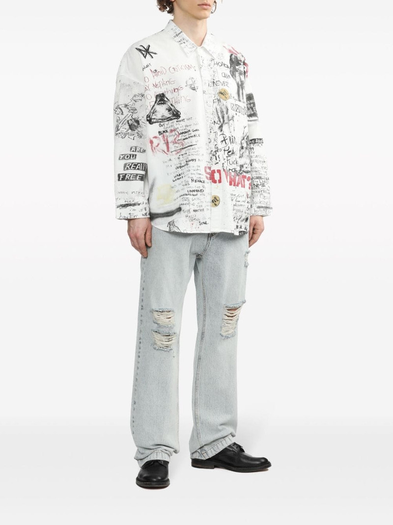 R13 sketch-print cotton shirt outlook