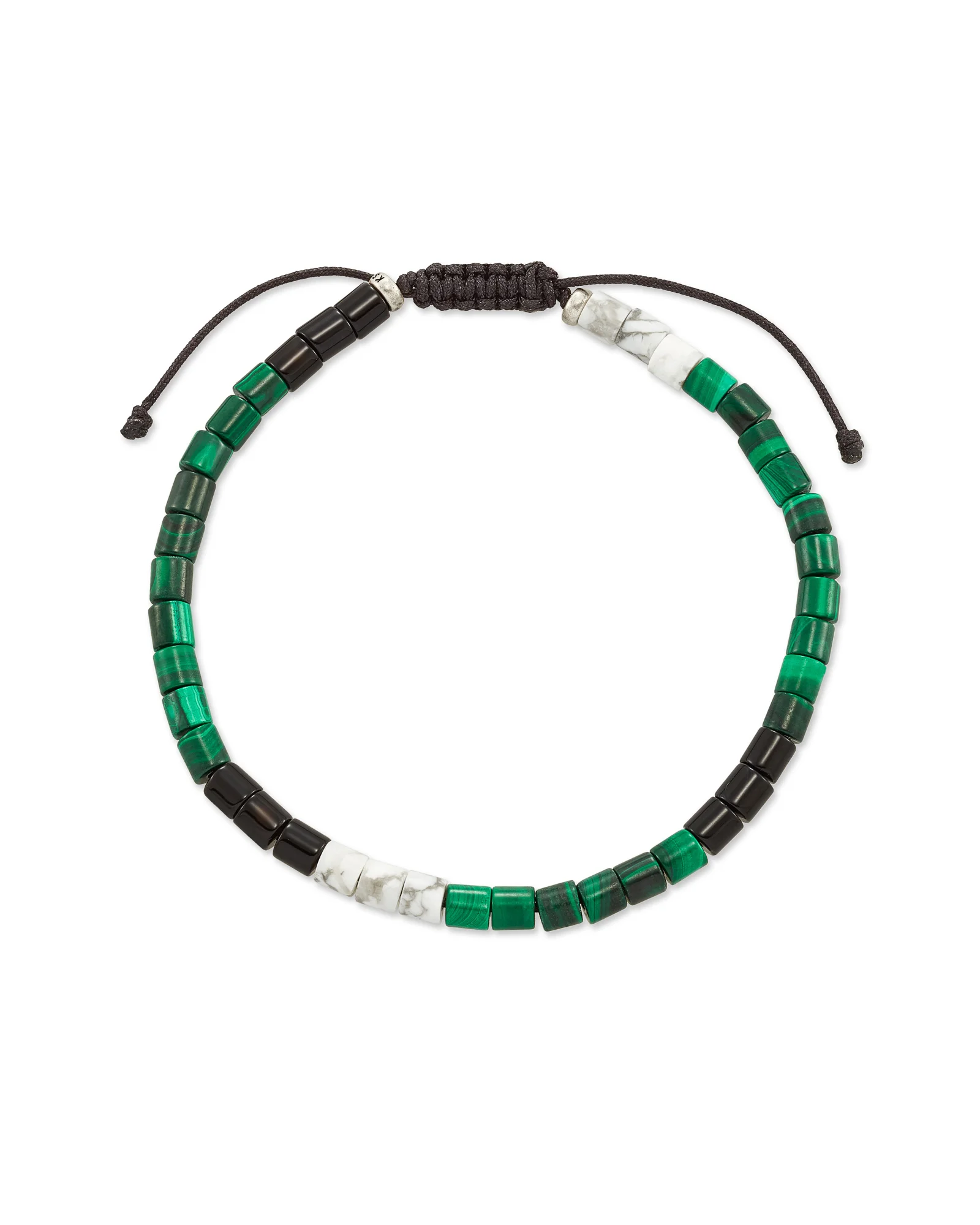 Grey Oxidized Sterling Silver Beaded Bracelet in Verde Mix - 1