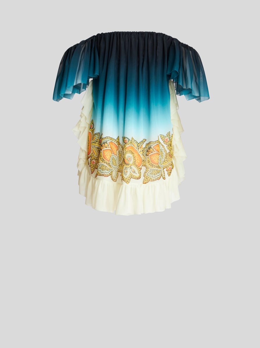 COLOUR SHADED SHORT GEORGETTE DRESS WITH RUCHES - 5