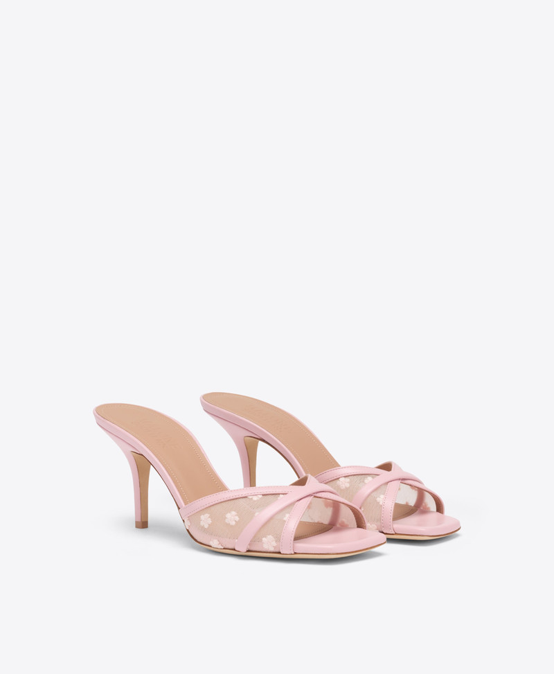 MALONE SOULIERS Perla 70 Pink Floral Mesh Sandals outlook