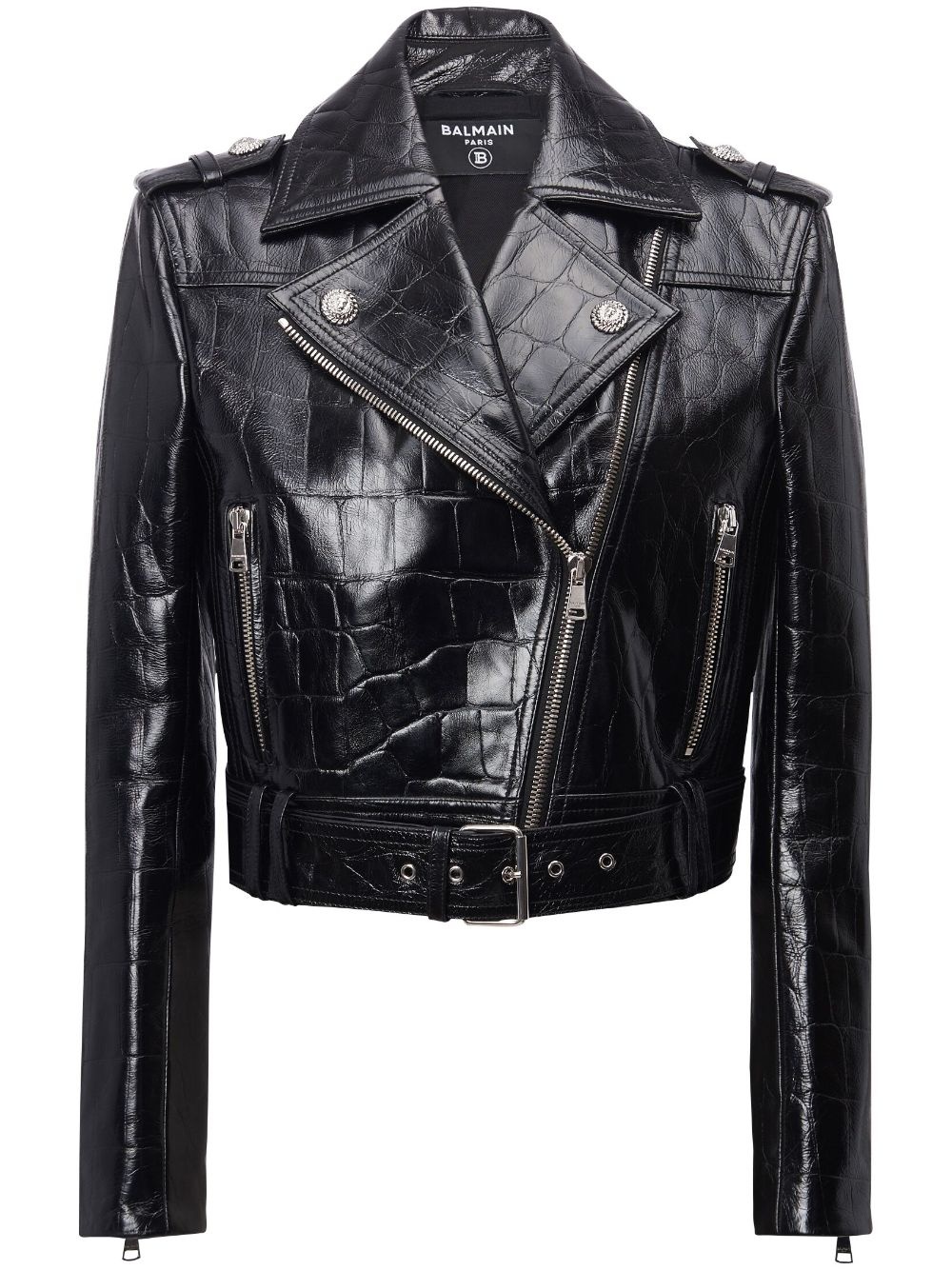 polished-finish biker jacket - 1