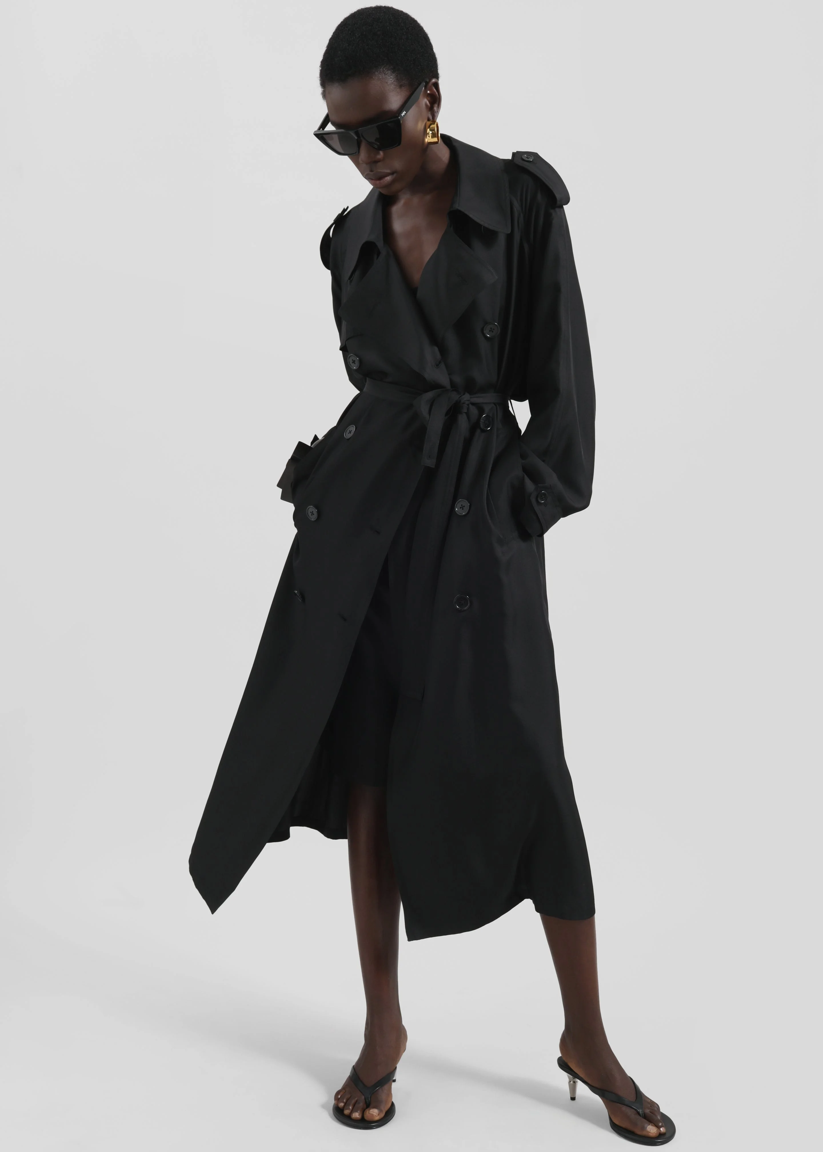 Veyron Silk Trench - Black - 1