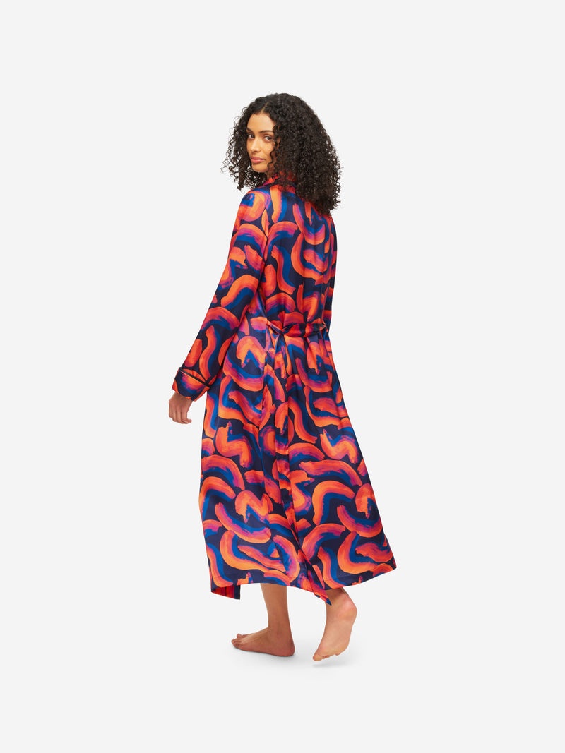 Women's Long Dressing Gown Brindisi 82 Silk Satin Multi - 4