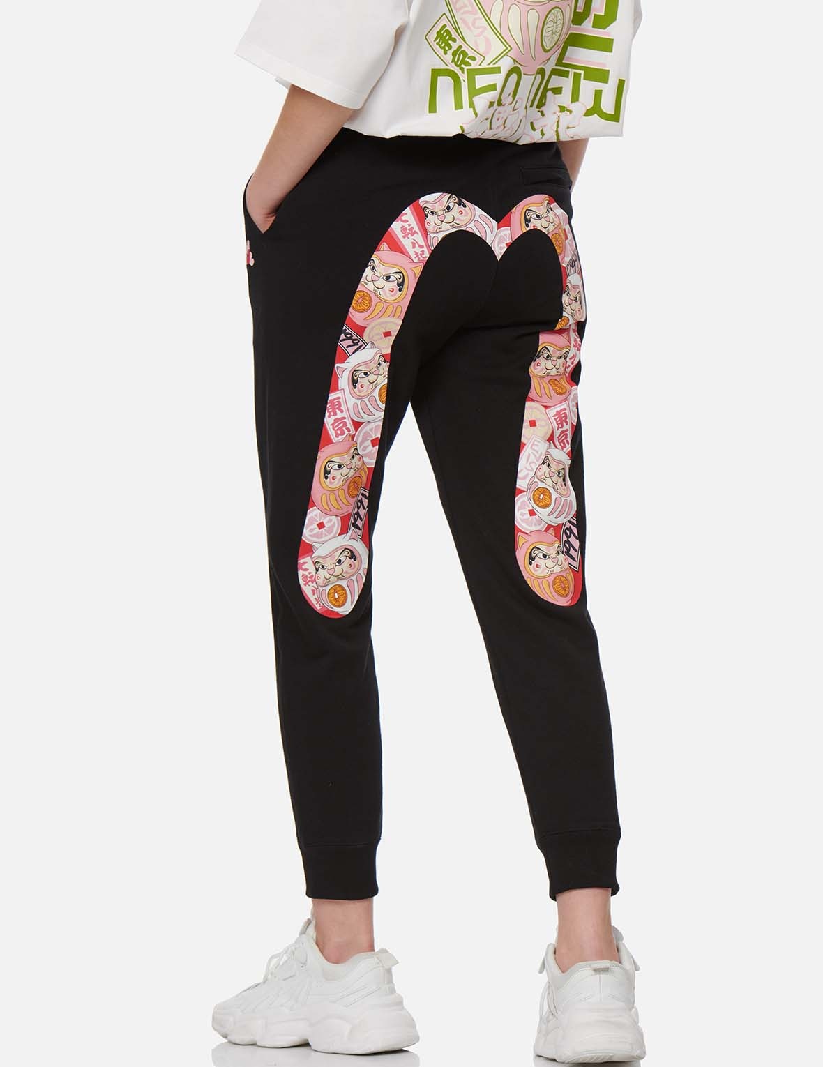 FORTUNE CAT DARUMA DAICOCK PRINT SWEATPANTS - 3