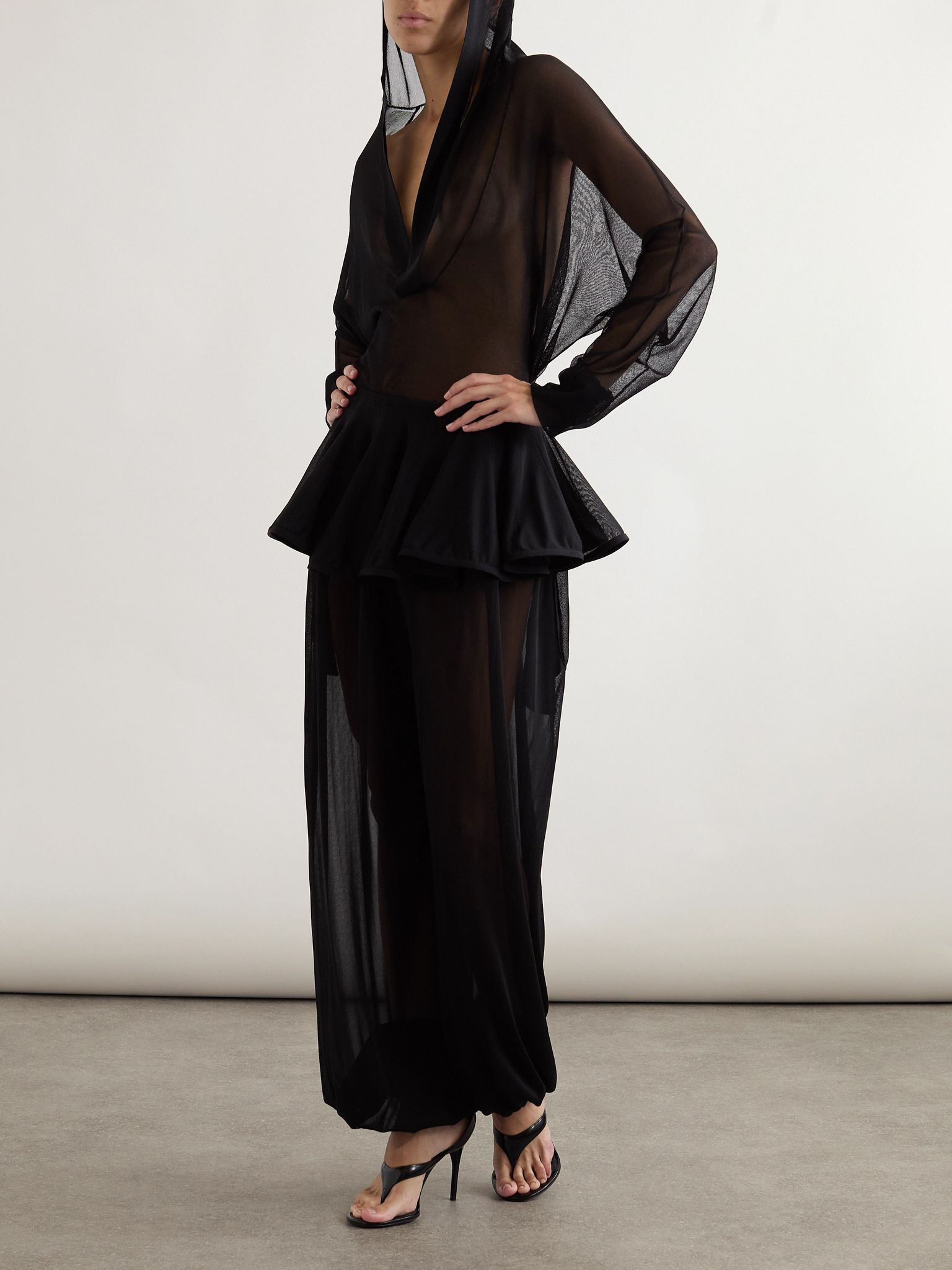 Hooded jersey bodysuit Black - 2