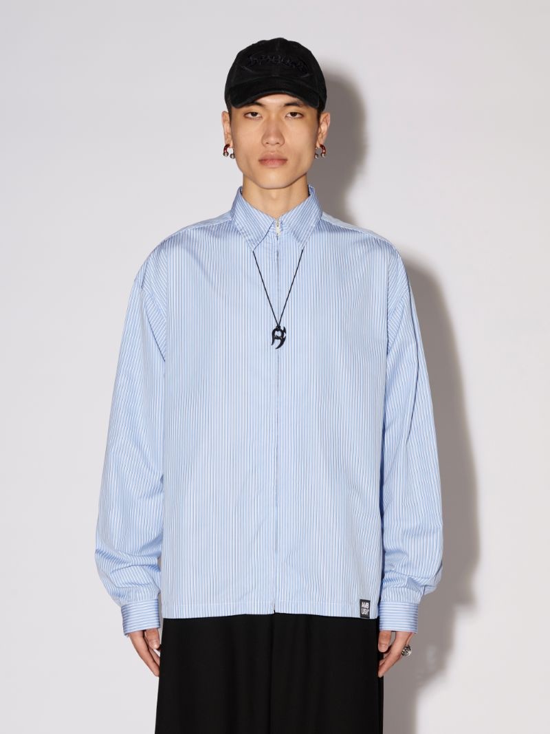 STRIPED ZIP-UP COTTON SHIRT - 3