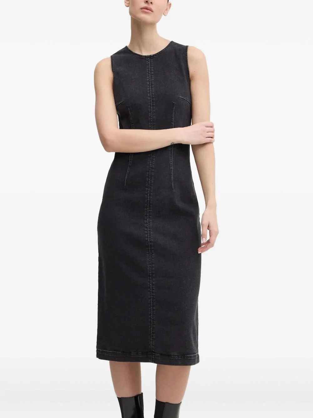 sleeveless seam-detail midi dress - 1