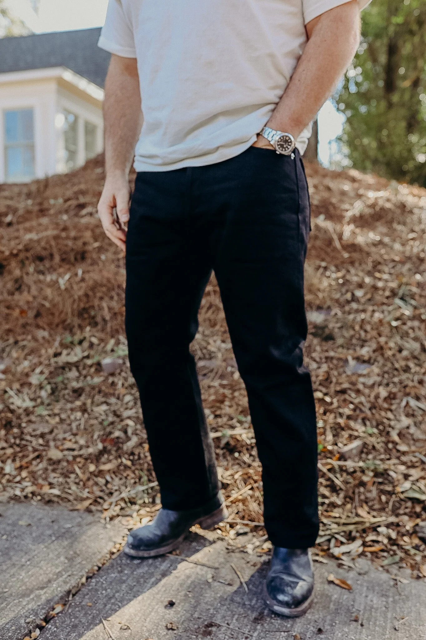 888-SBG 21OZ SELVEDGE DENIM MEDIUM/HIGH RISE TAPERED CUT JEANS - SUPERBLACK (FADES TO GREY) - 1