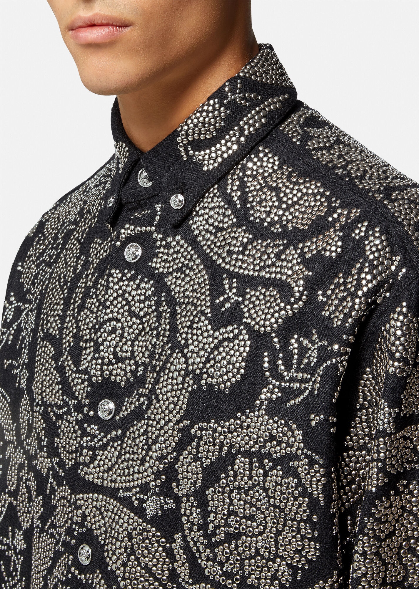 Studded Barocco Silhouette Overshirt - 5