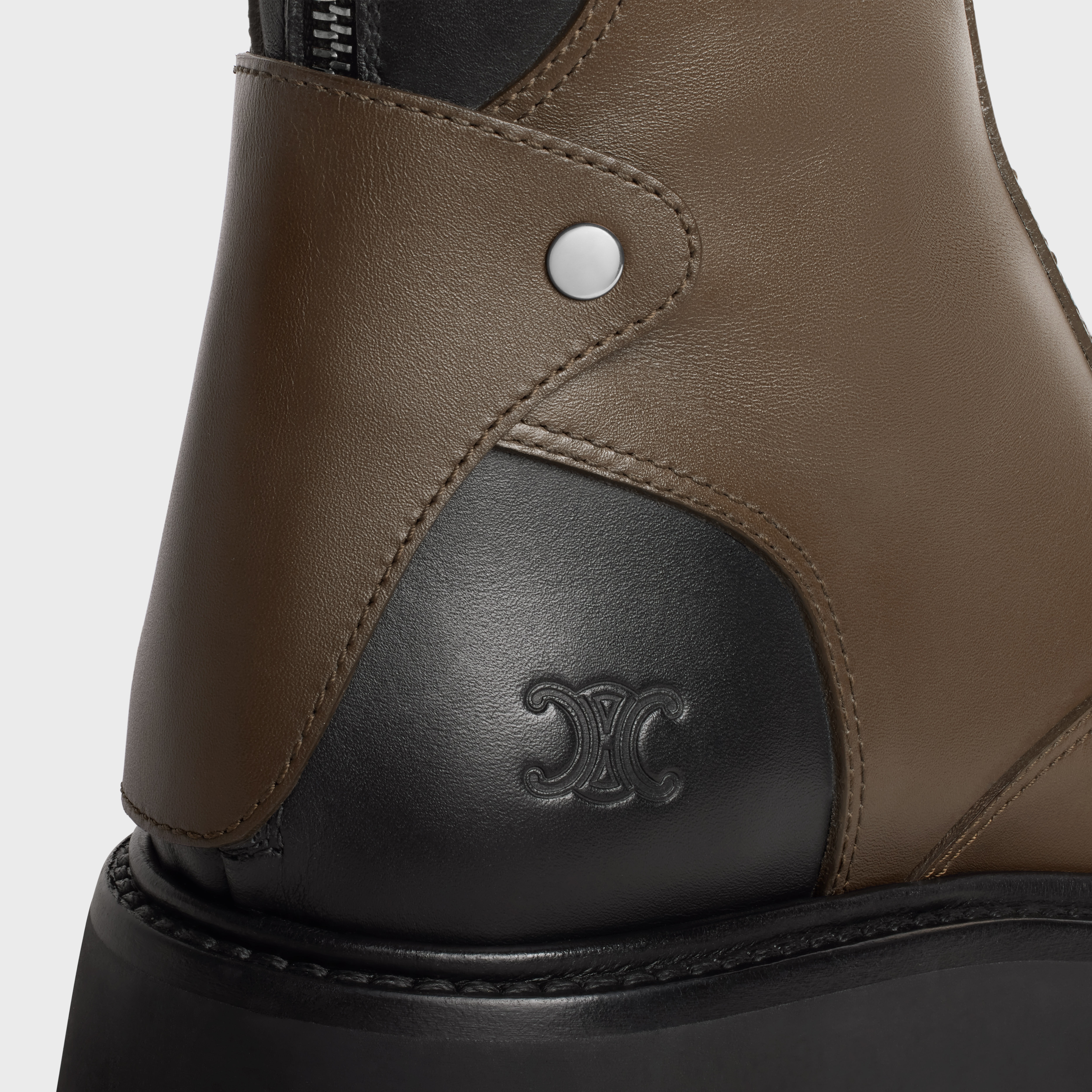 CELINE BULKY BOOTS WITH BACK ZIP AND TRIOMPHE in Calfskin - 5