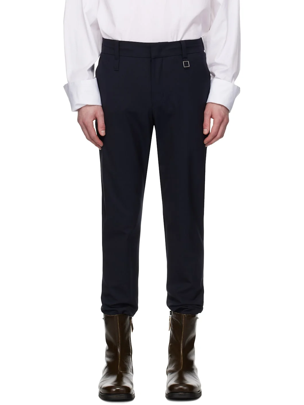 Navy Drawstring Trousers - 1